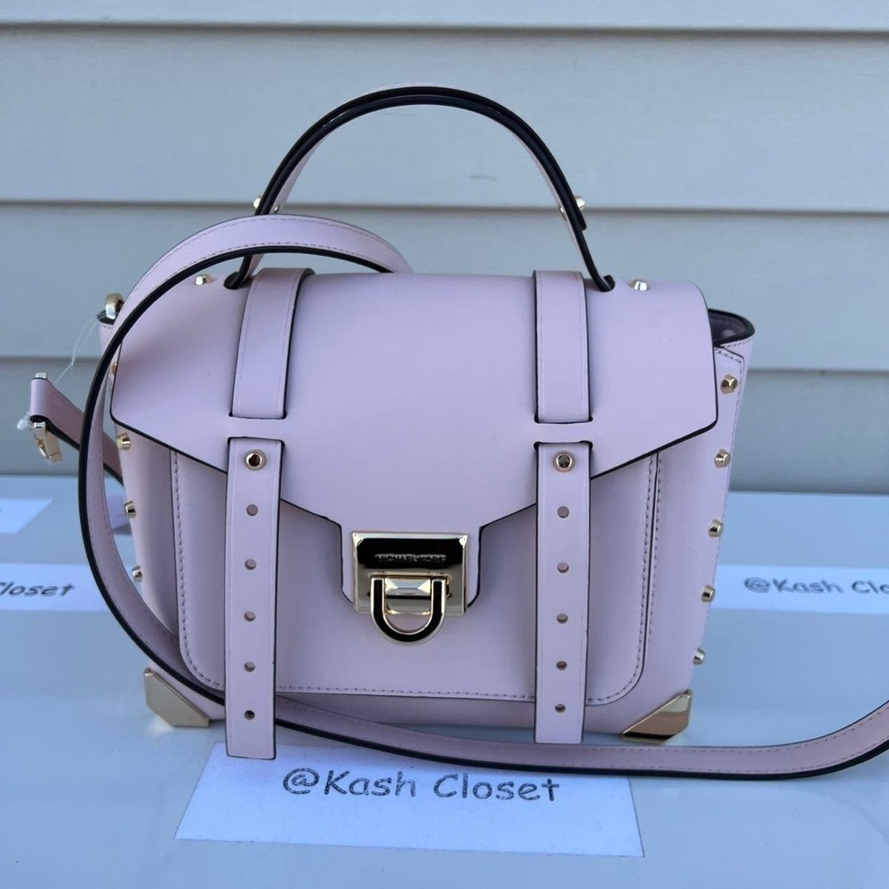 Michael Kors Manhattan Satchel Medium Leather Powder Blush - Picture 2 of 10